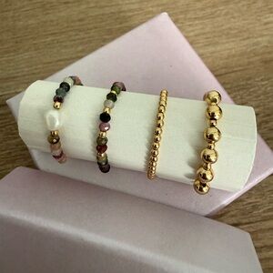 Luna Norte Goldtone and Multicolor Beaded Ring Set, NWT